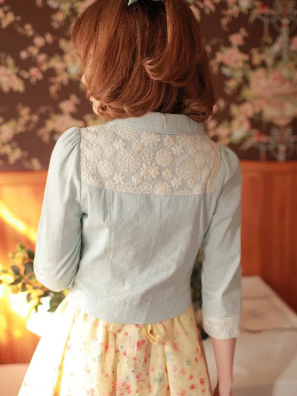 the first spring cropped denim cardigan