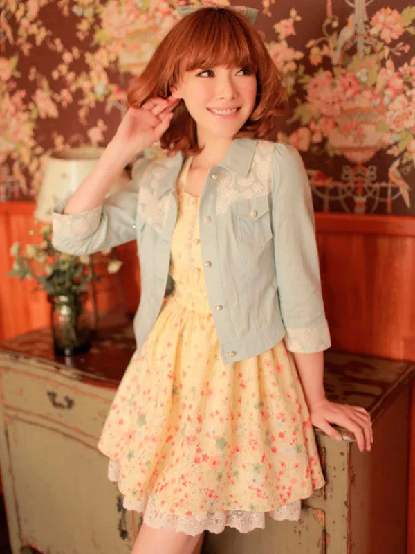 the first spring cropped denim cardigan