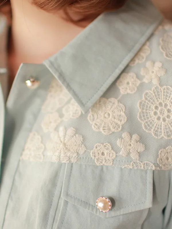 the first spring cropped denim cardigan