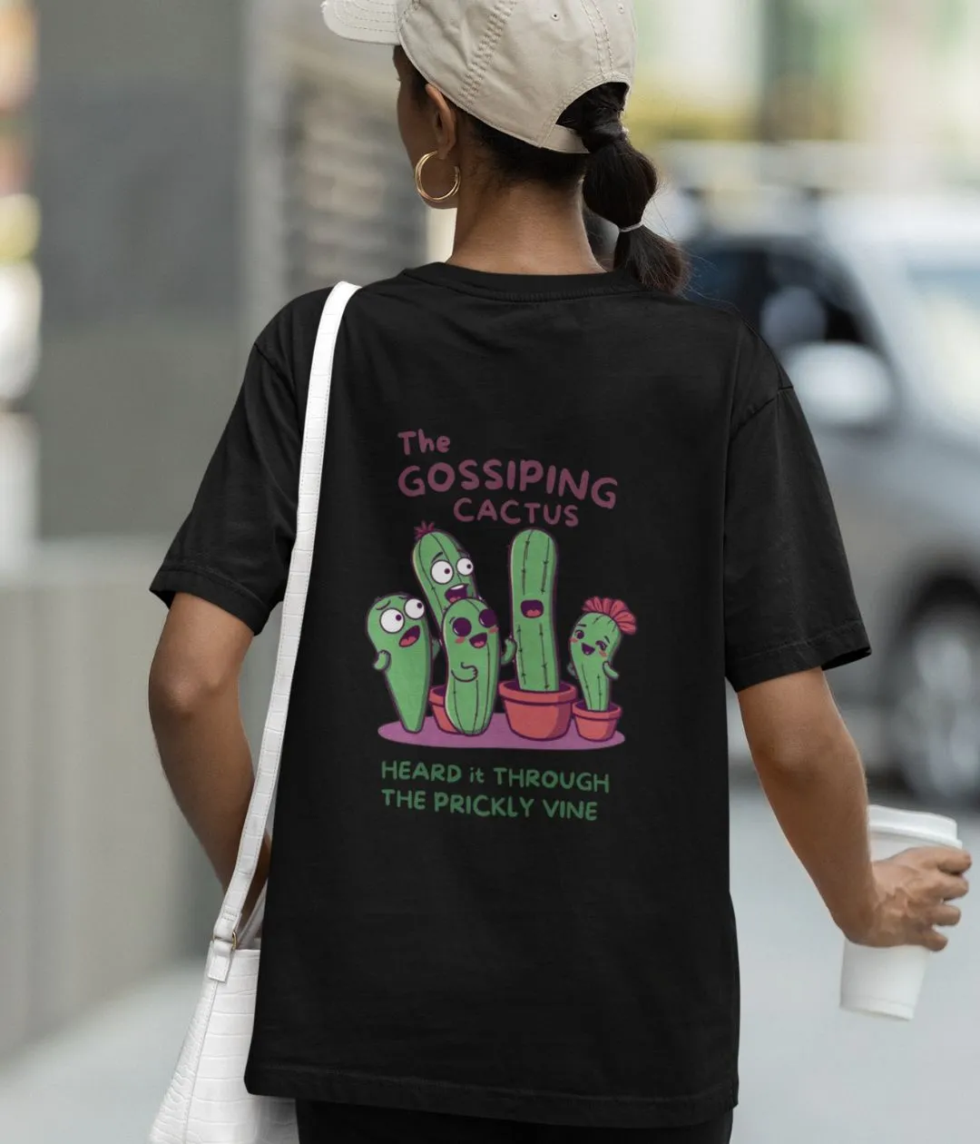 The Gossiping Cactus - Terry Oversized T-Shirt - Dark