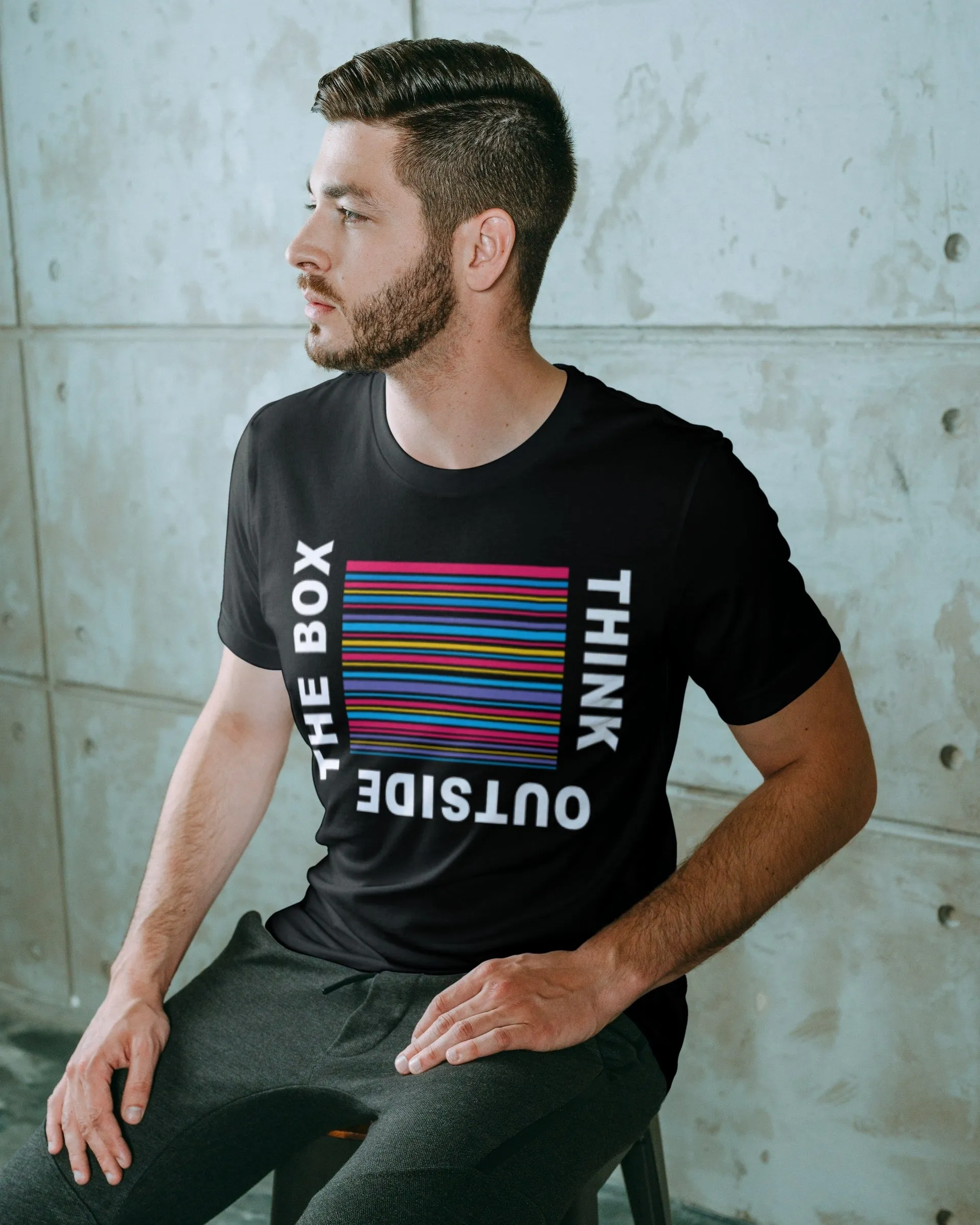 Think Outside the Box Black Regular Fit Men’s T-Shirt