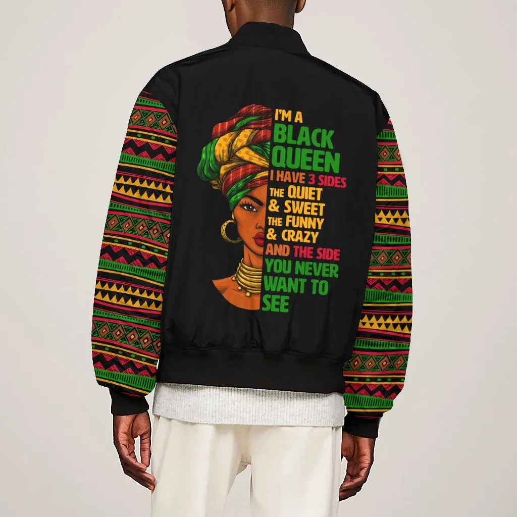 Three Sides Of Me Bomber Jacket African Women Black Queen DT02