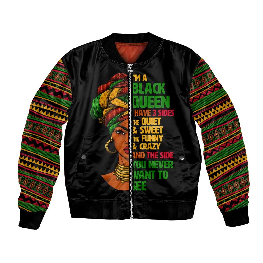 Three Sides Of Me Bomber Jacket African Women Black Queen DT02