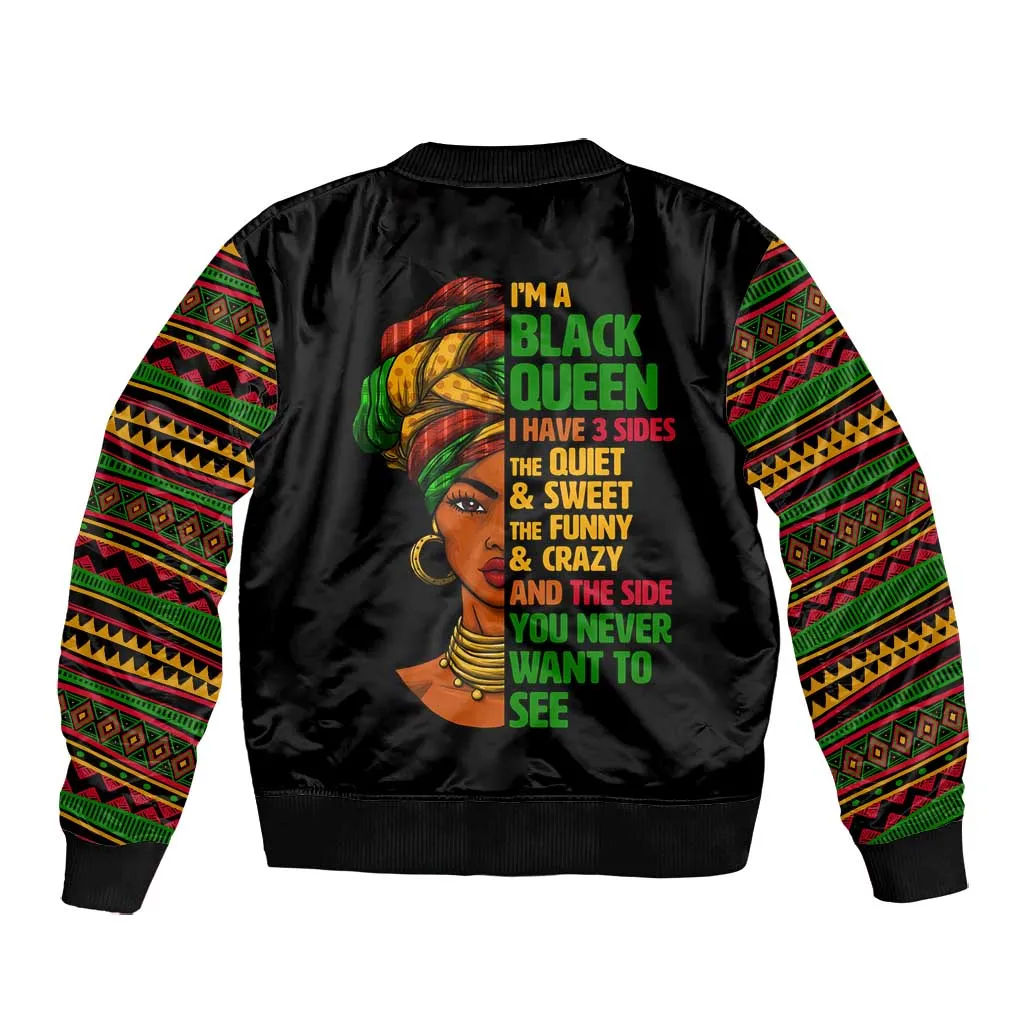 Three Sides Of Me Bomber Jacket African Women Black Queen DT02