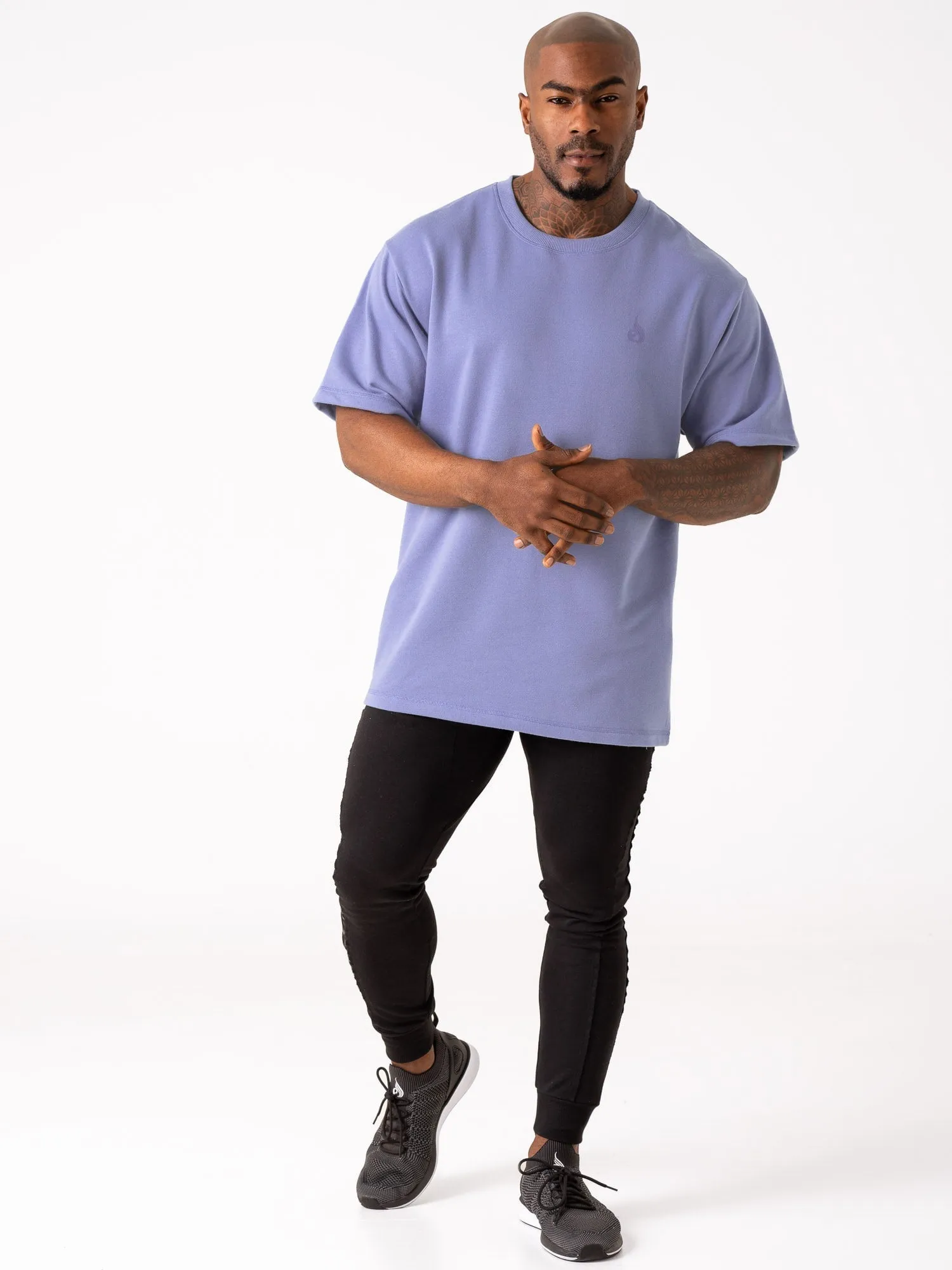 Throwback Fleece Oversized T-Shirt - Indigo Blue