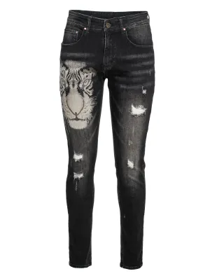 Tigger Motif on Skinny black denim