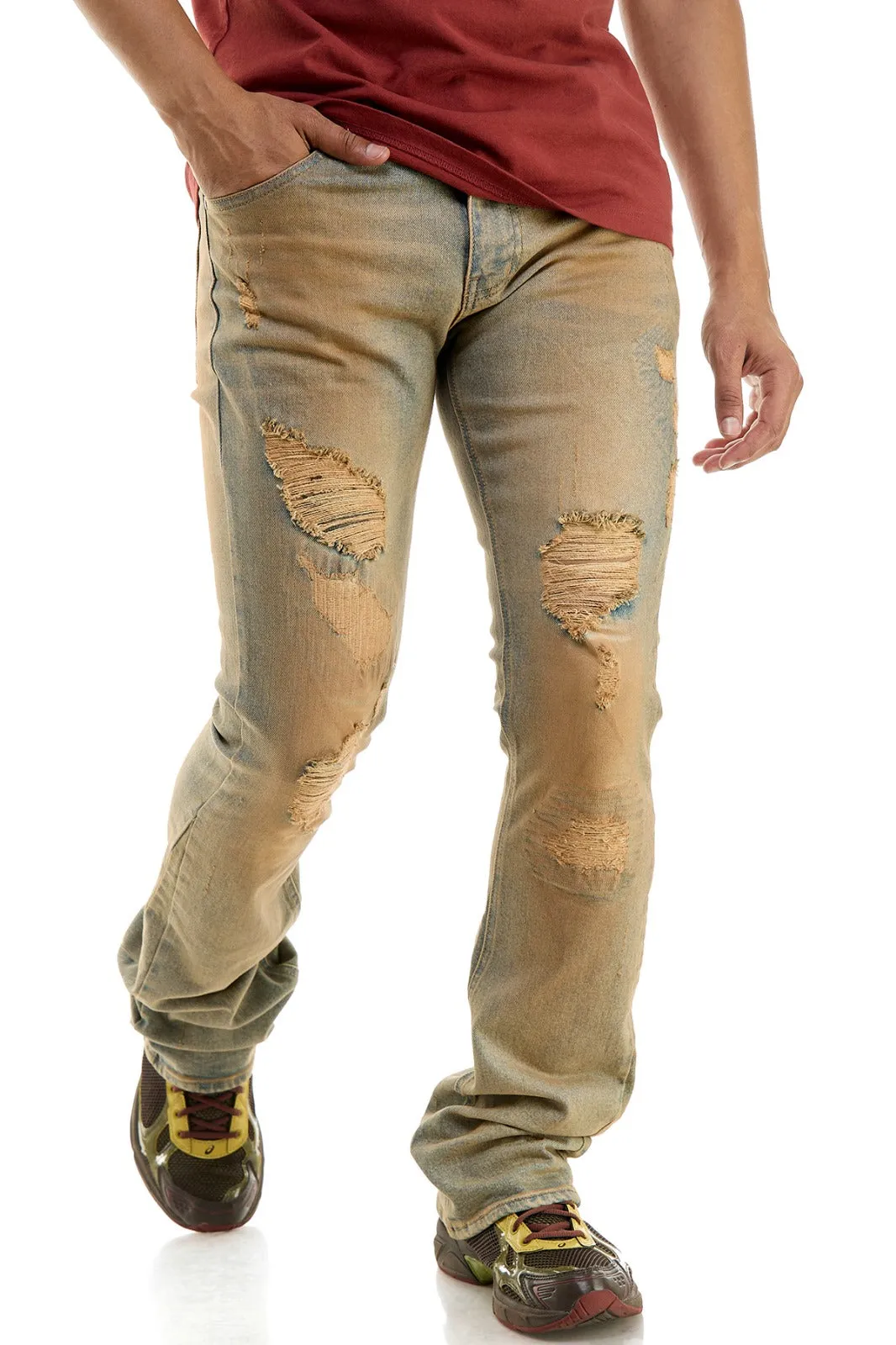 TNT M Blue Distressed Skinny Flare Jeans - Stacked Flare Fit