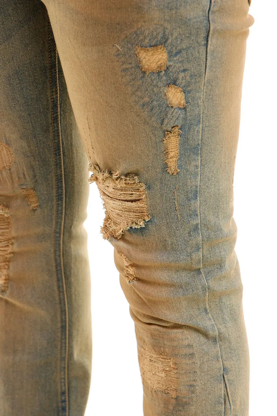TNT M Blue Distressed Skinny Flare Jeans - Stacked Flare Fit