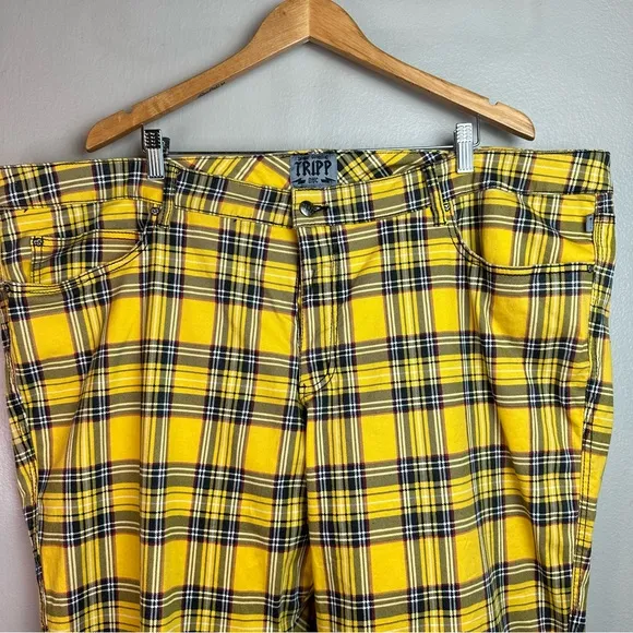 Tripp NYC Yellow Tartan Plaid Rocker Jean SZ 28