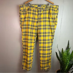 Tripp NYC Yellow Tartan Plaid Rocker Jean SZ 28