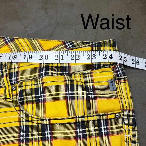 Tripp NYC Yellow Tartan Plaid Rocker Jean SZ 28