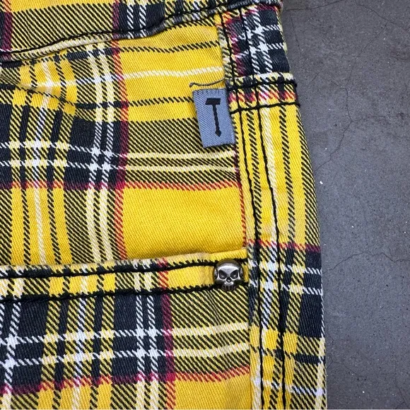 Tripp NYC Yellow Tartan Plaid Rocker Jean SZ 28