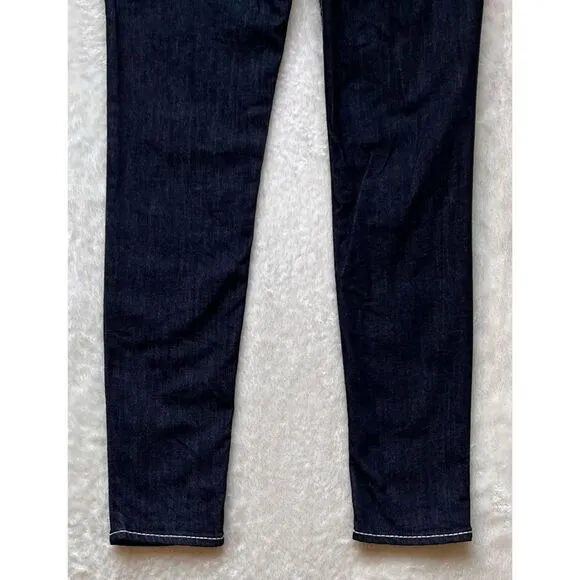 True Religion Big T Mid Rise with Flaps Skinny Jeans in Dark Blue Wash, Size 29