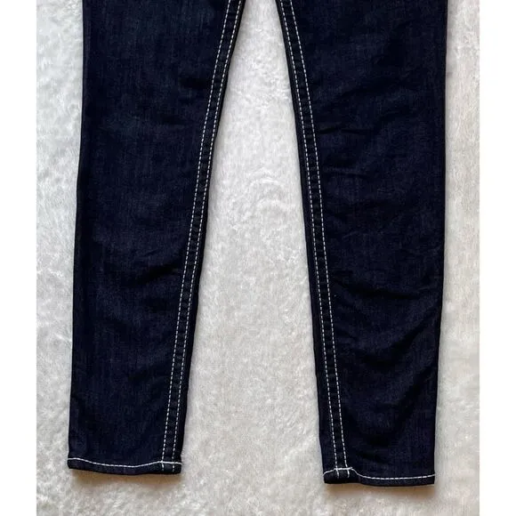 True Religion Big T Mid Rise with Flaps Skinny Jeans in Dark Blue Wash, Size 29
