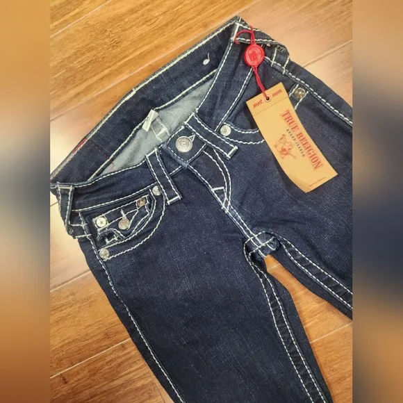 True Religion Womens Flaps Naturaline Big T Skinny Jeans Size 23 NWT