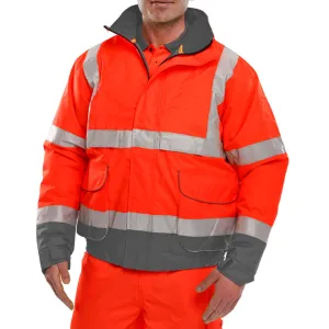 Two-tone Hi-vis Bomber Jacket - Red/Grey