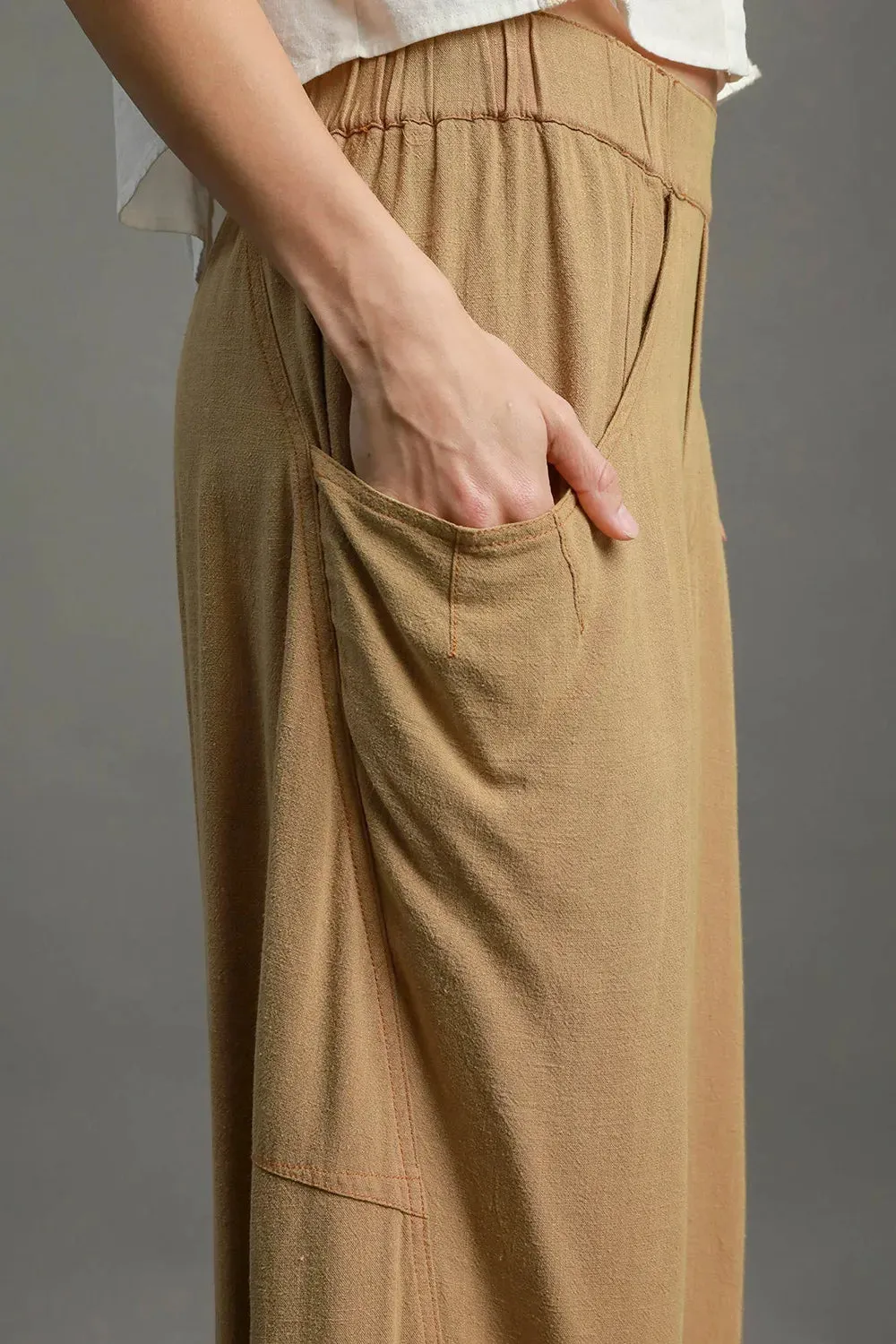 Umgee Elastic Waist Baggy Fit Pants with Pockets for Comfort