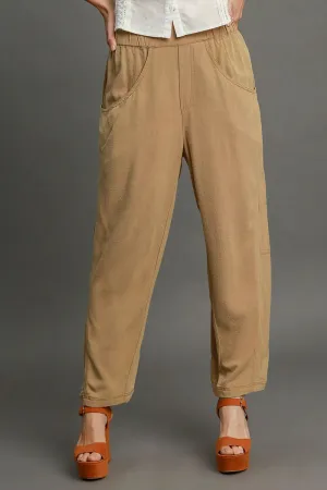 Umgee Elastic Waist Baggy Fit Pants with Pockets for Comfort