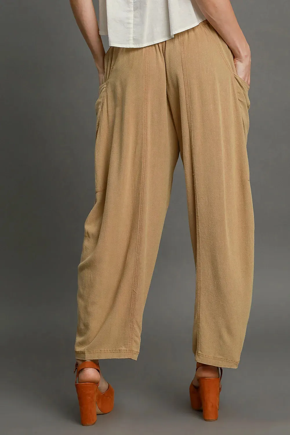 Umgee Elastic Waist Baggy Fit Pants with Pockets for Comfort