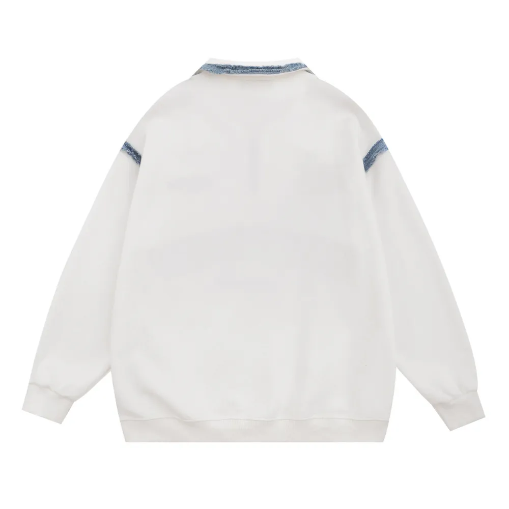 Urban Denim Panel Polo Sweatshirt
