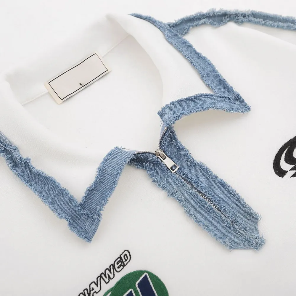 Urban Denim Panel Polo Sweatshirt
