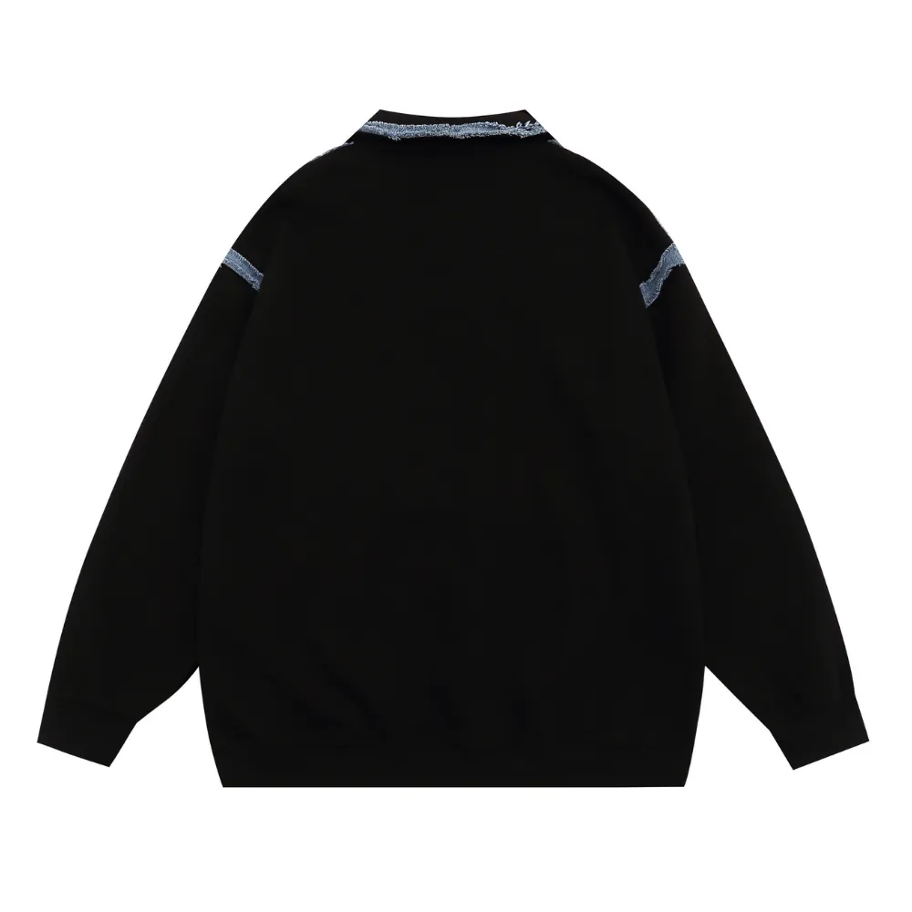 Urban Denim Panel Polo Sweatshirt