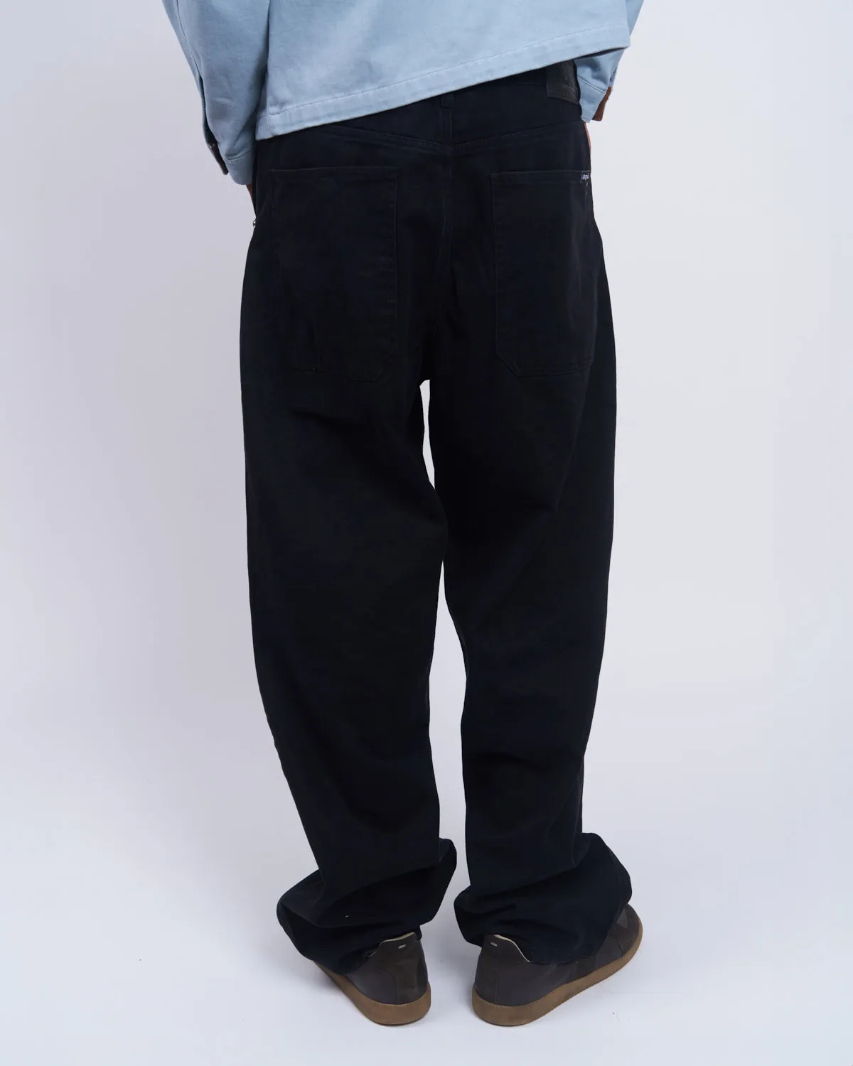 Vegan Suede Double Knee Twill Pants Black