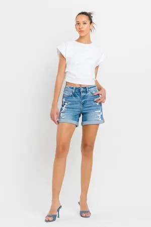 VERVET by Flying Monkey High Rise Double Cuff Shorts