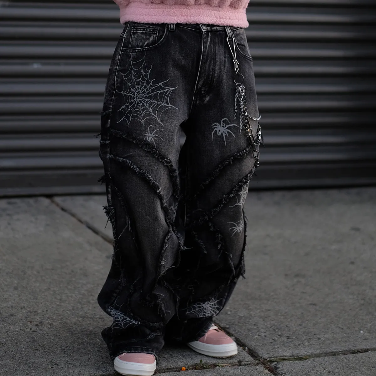 Vicious spyder web baggy fit denim pants