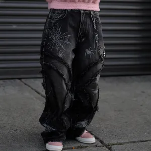 Vicious spyder web baggy fit denim pants