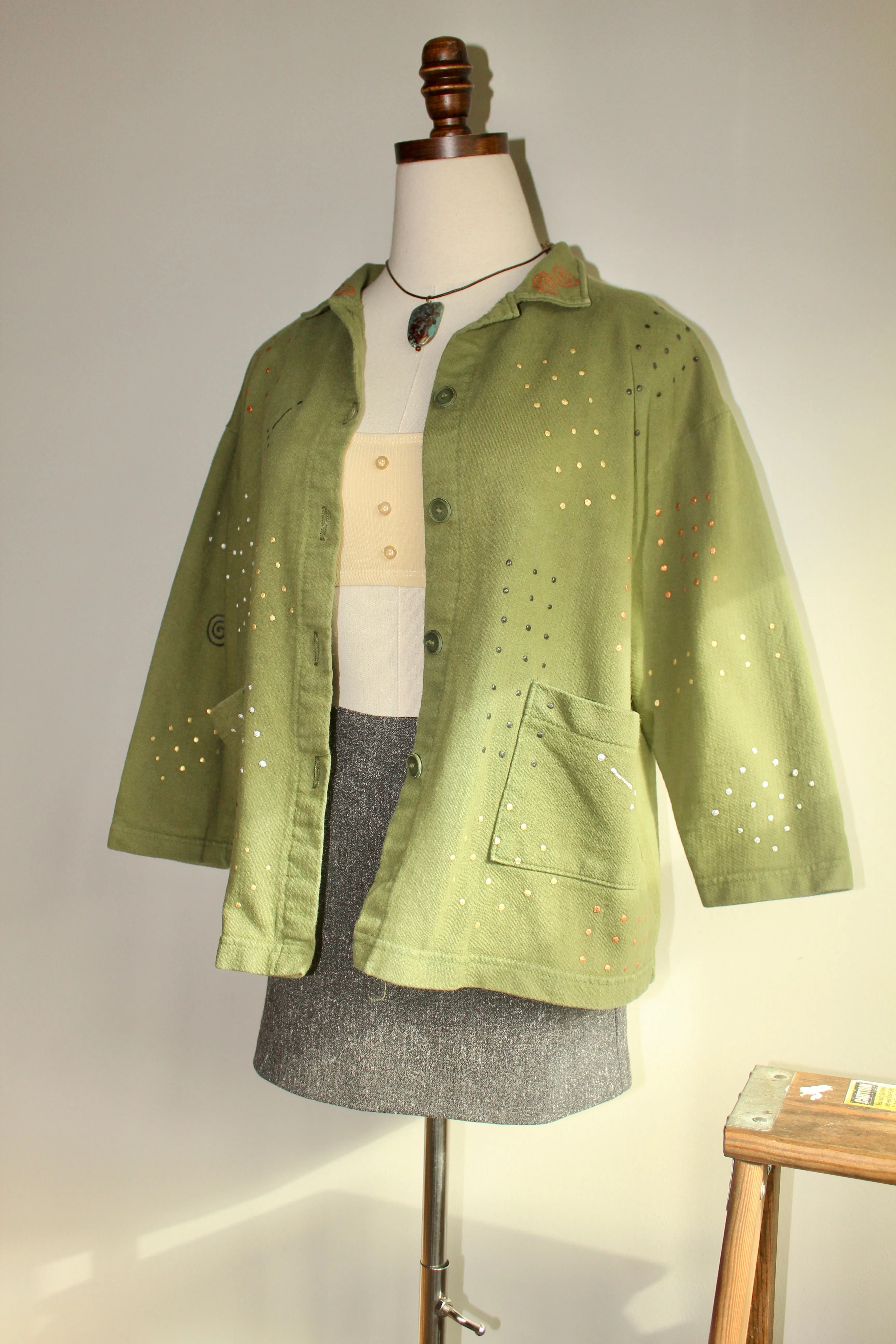 Vintage 90s Avocado Patterned Shacket (M)