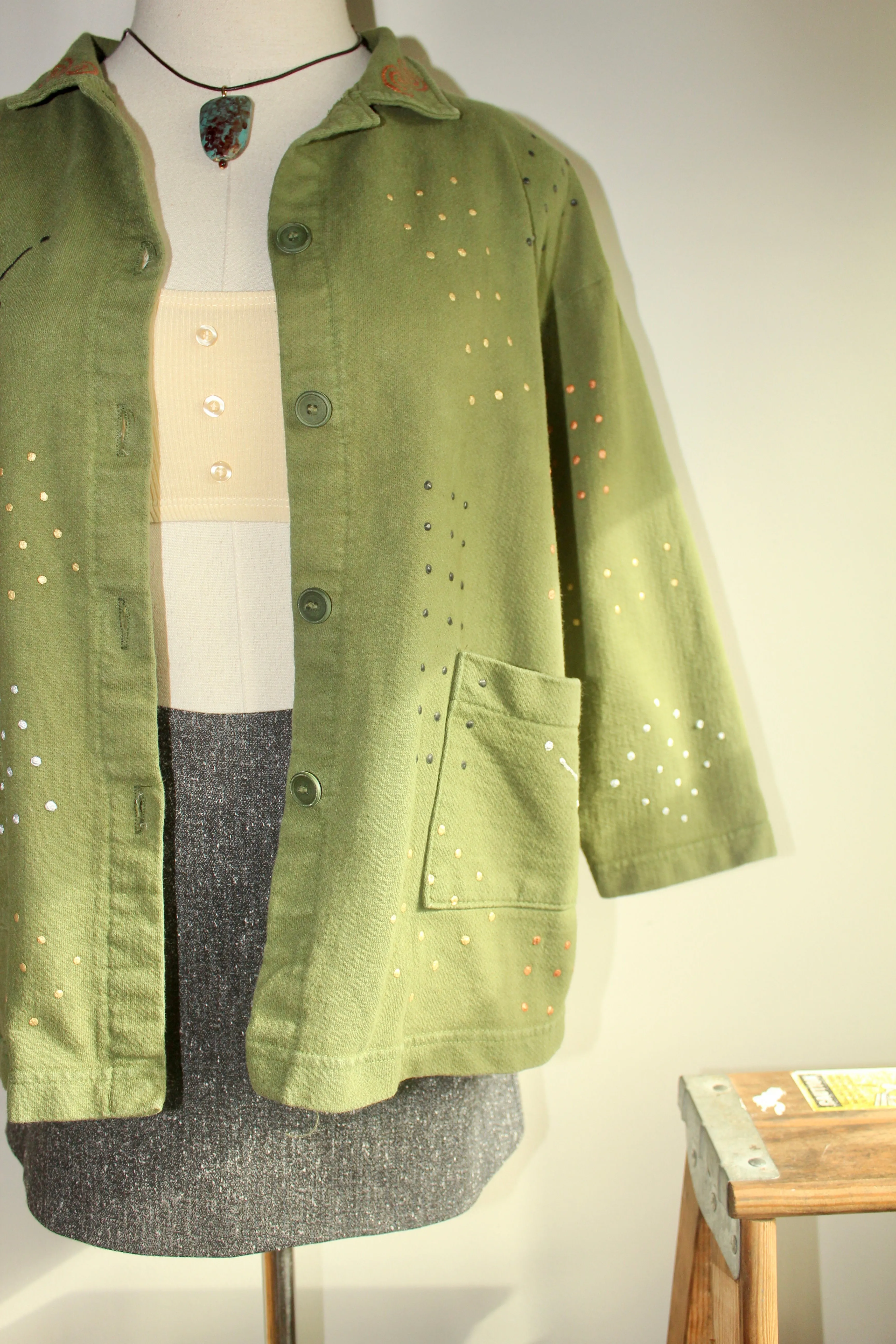 Vintage 90s Avocado Patterned Shacket (M)