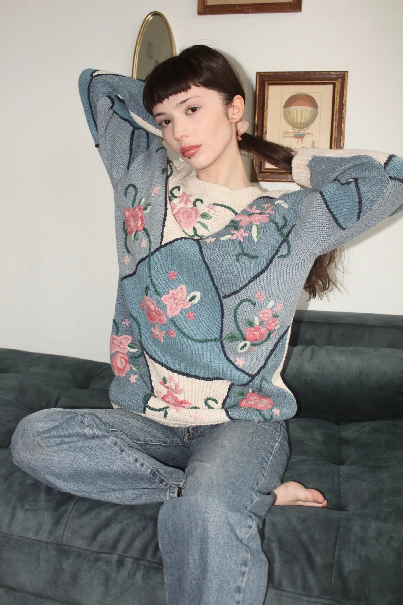 Vintage 90s Chunky Abstract Floral Knit (M/L)