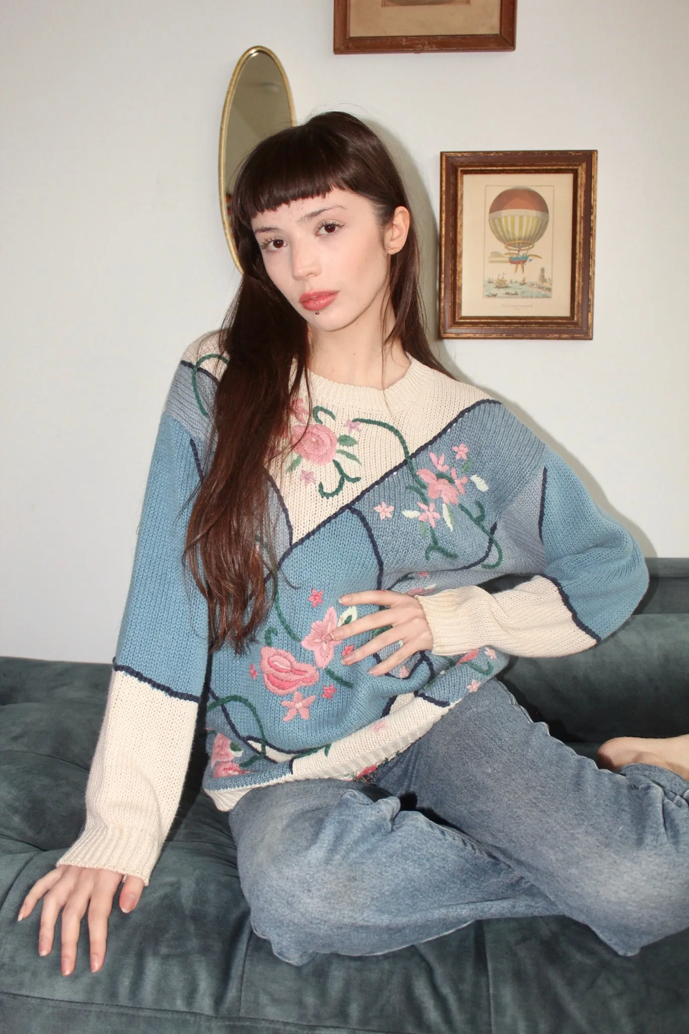 Vintage 90s Chunky Abstract Floral Knit (M/L)