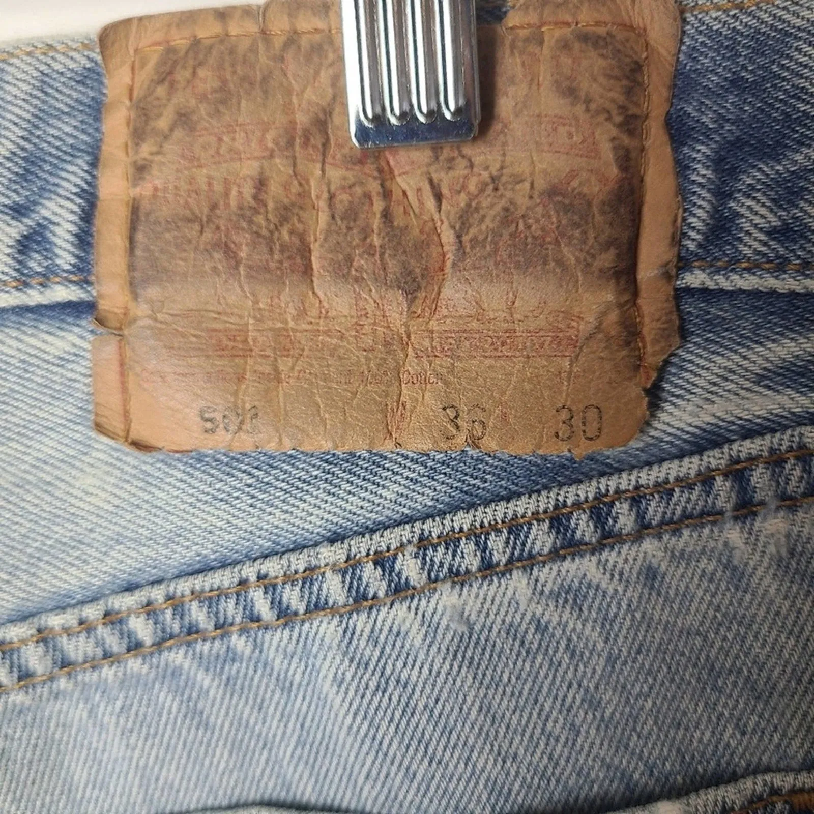Vintage Distressed 501 Button Fly Jeans 36×30