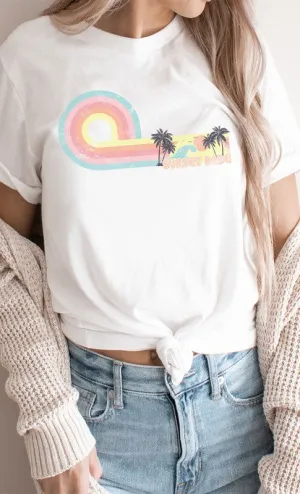 Vintage Sunset Babe Stripe Graphic Tee