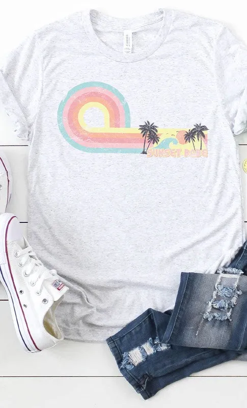 Vintage Sunset Babe Stripe Graphic Tee