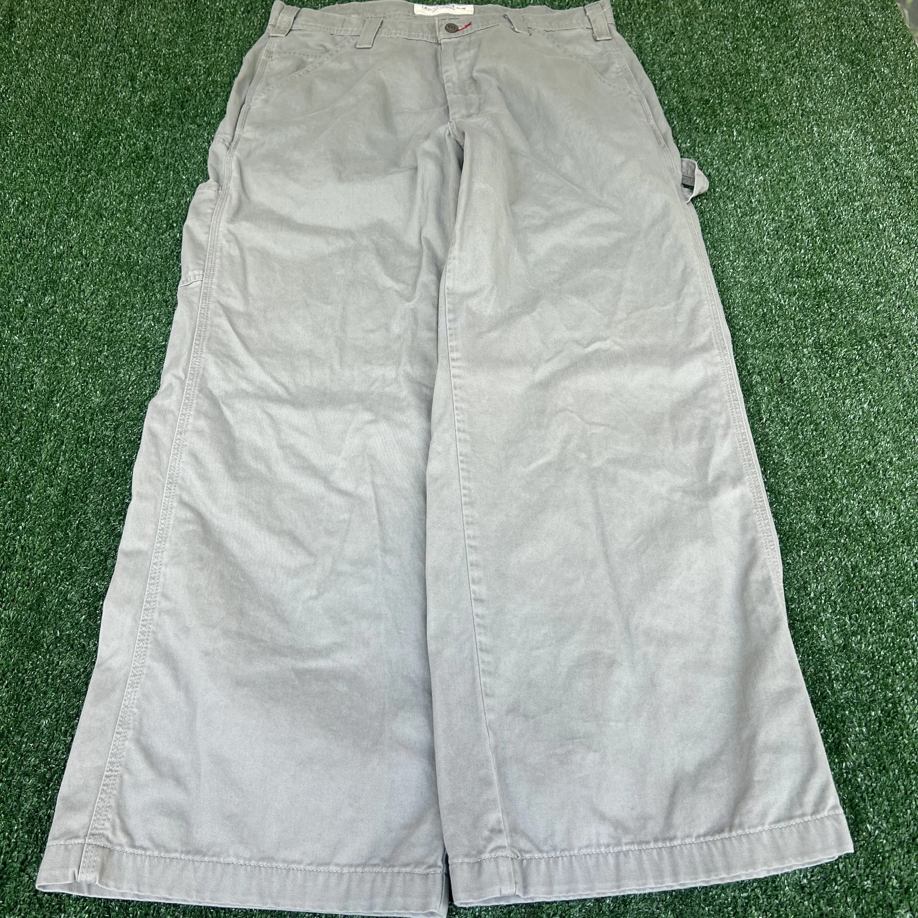 Vintage Y2K Men's Old College Inn OCI Wide-Leg Baggy Carpenter Gray Pants 36x30