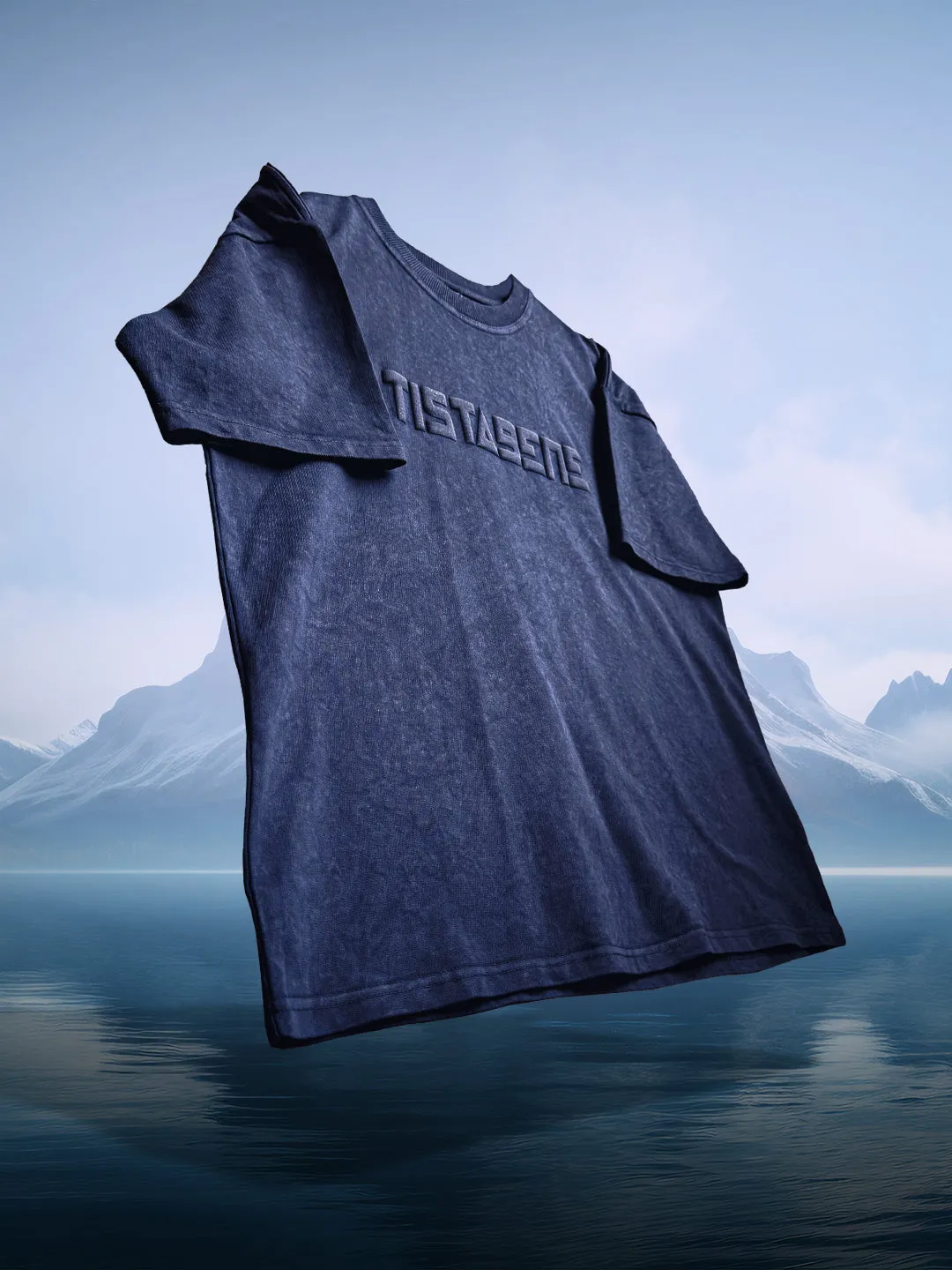 Violet stone wash Tistabene puff printed Oversized half sleeves T-shirt