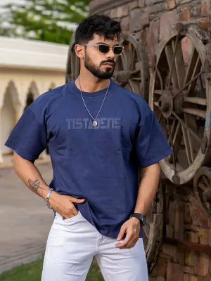 Violet stone wash Tistabene puff printed Oversized half sleeves T-shirt
