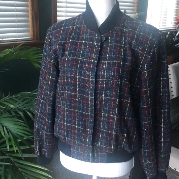 VTG SantaCruz San Francisco California Tweed Wool Bomber