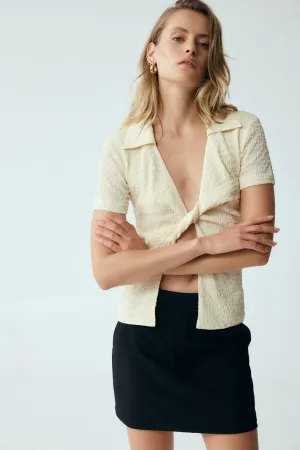 WAFFLE TWIST SHIRT | CREAM