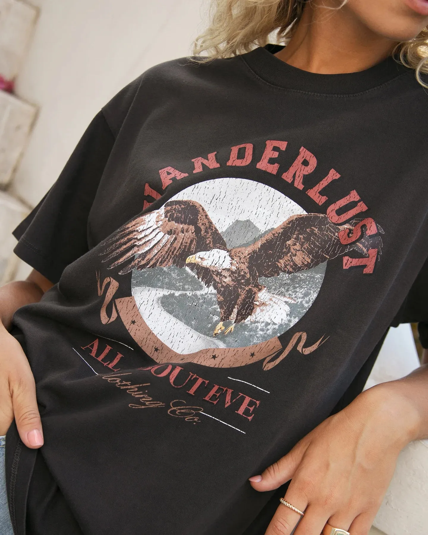 Wanderlust Oversized Tee - Washed Black