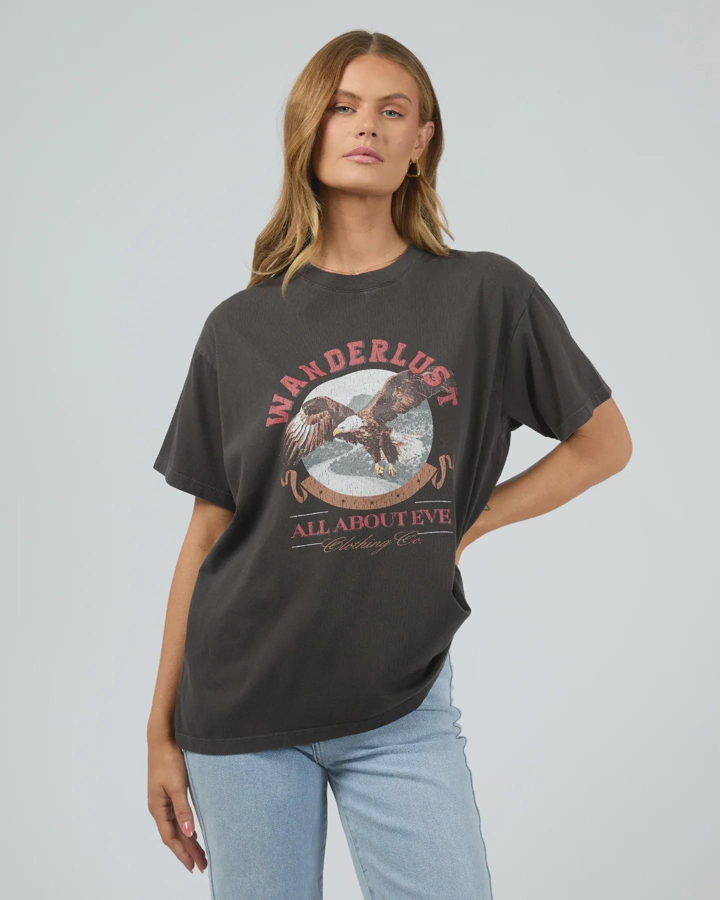 Wanderlust Oversized Tee - Washed Black