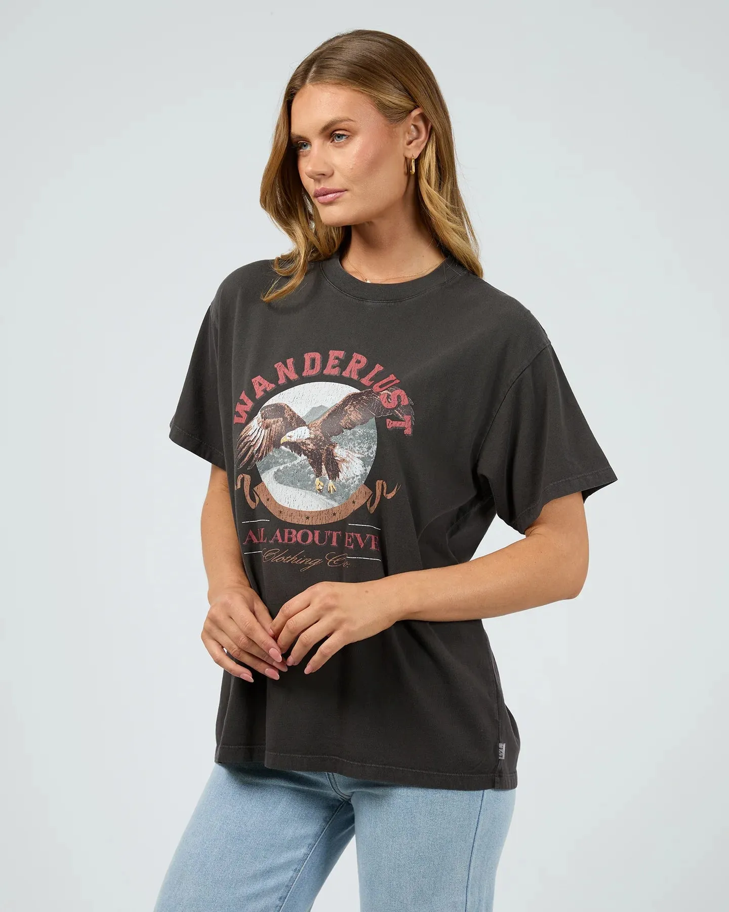 Wanderlust Oversized Tee - Washed Black