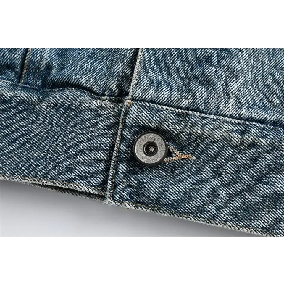 Washed Blue Denim Jacket for Y2K Streetwear Enthusiasts