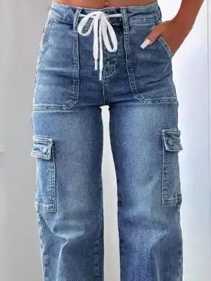 Washed Jeans with Pockets S-2XL