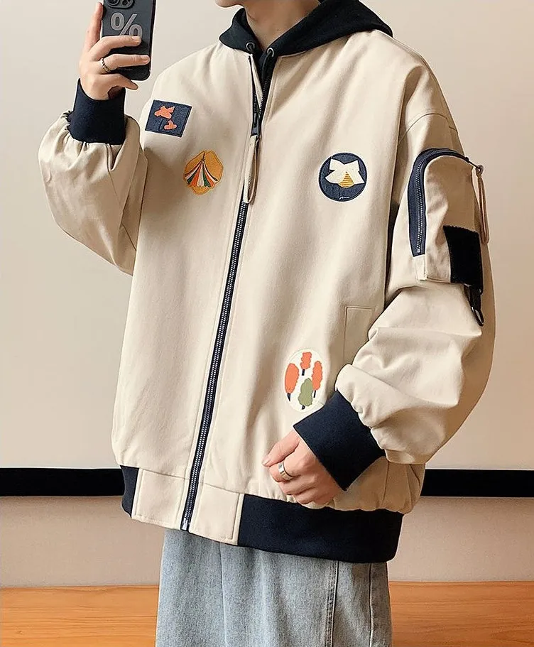 Waterproof and Windproof Bomber Jacket with Elastic Hem Enclosure