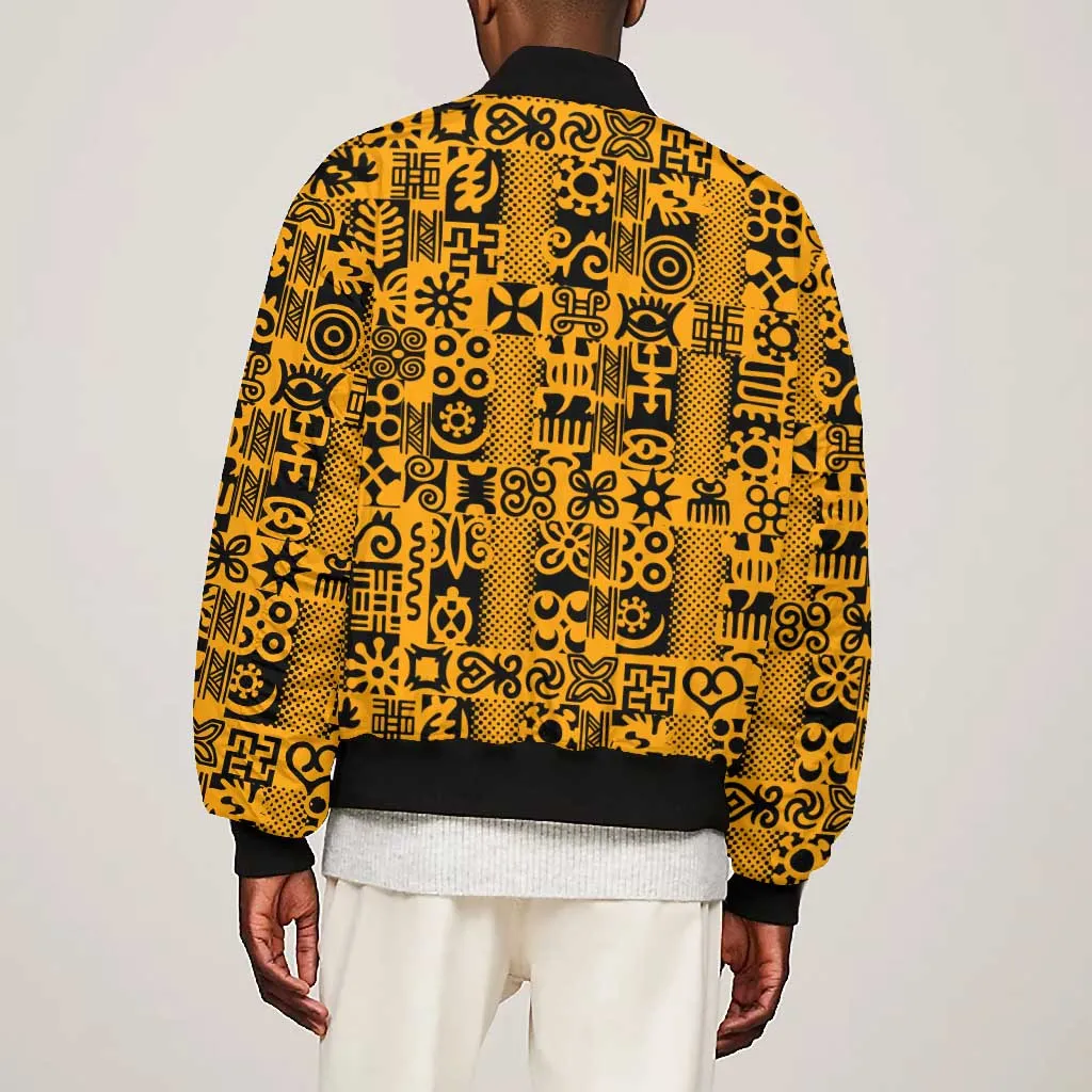 West African Yellow Art - Adinkra Culture Bomber Jacket DT02