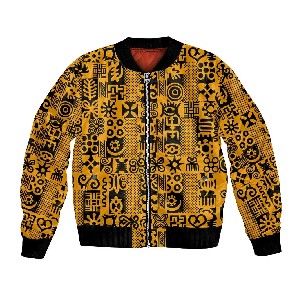 West African Yellow Art - Adinkra Culture Bomber Jacket DT02